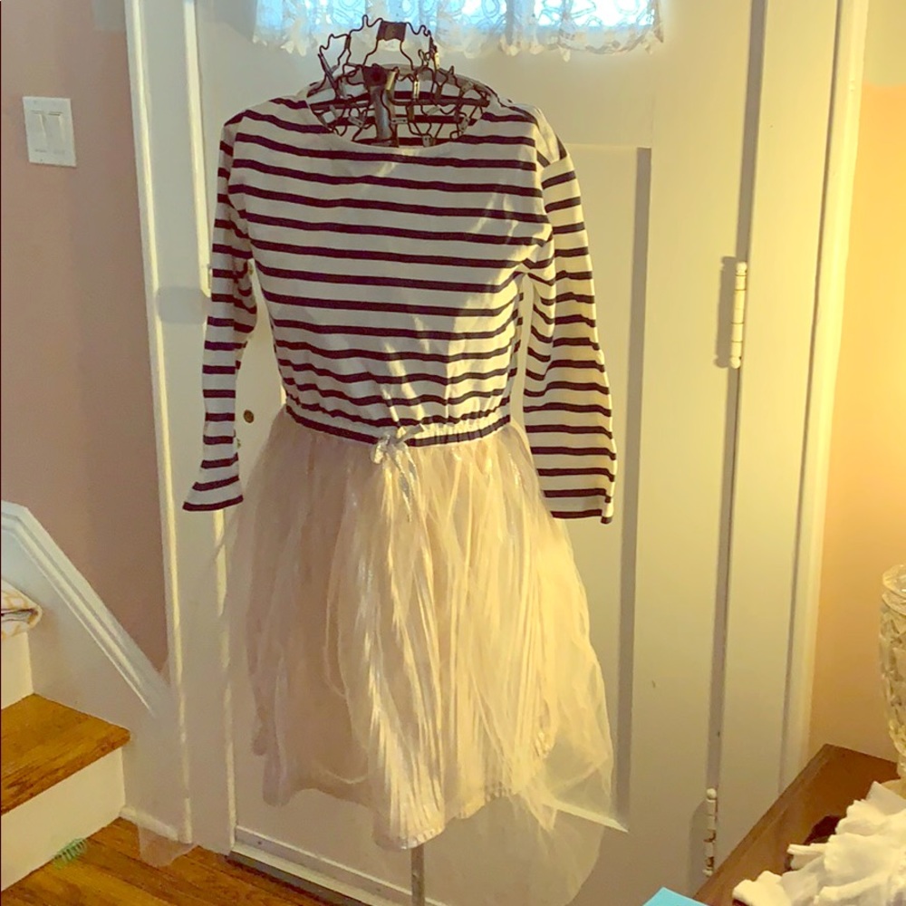 Crew cuts striped navy and white top tulle bottom